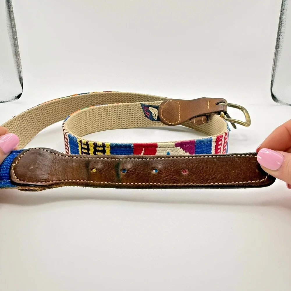 A Tail We Could Wag Southwestern Serape Woven Belt Multicolor Cactus Sz 38